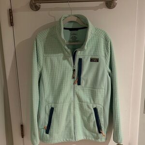 L.L. Bean Light Green Textured Fleece Jacket